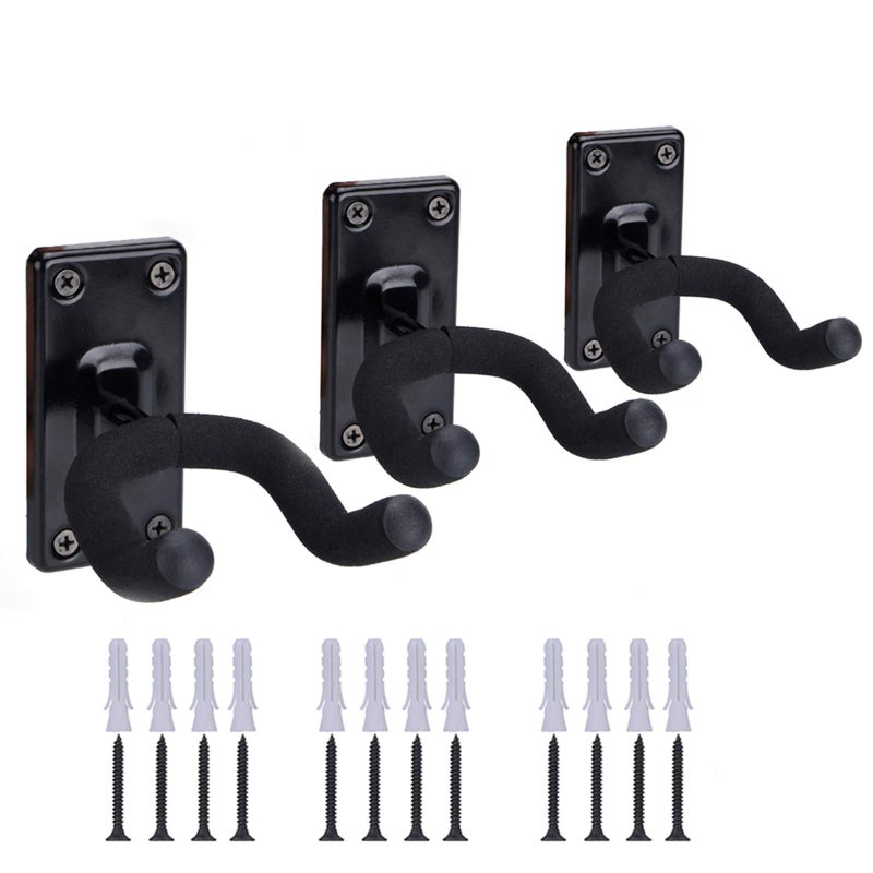 VOBRAMY Guitar Wall Mount, Guitar Hanger Alloy Steel Guitar Wall Hangers for Acoustic Electric Guitar Banjo Bass Guitar, Gift for Guitar Players 3 Pcs - Image 1